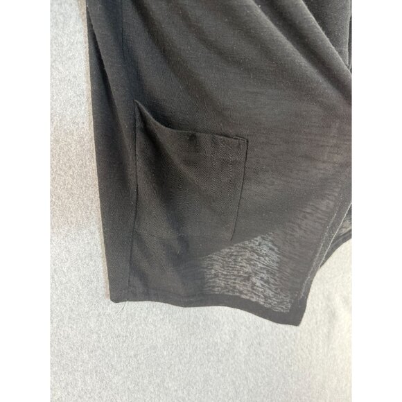 Connies Moon Light Los Angeles OS Black Long Sleeve High-Low Top Drape Pockets - Picture 4 of 12